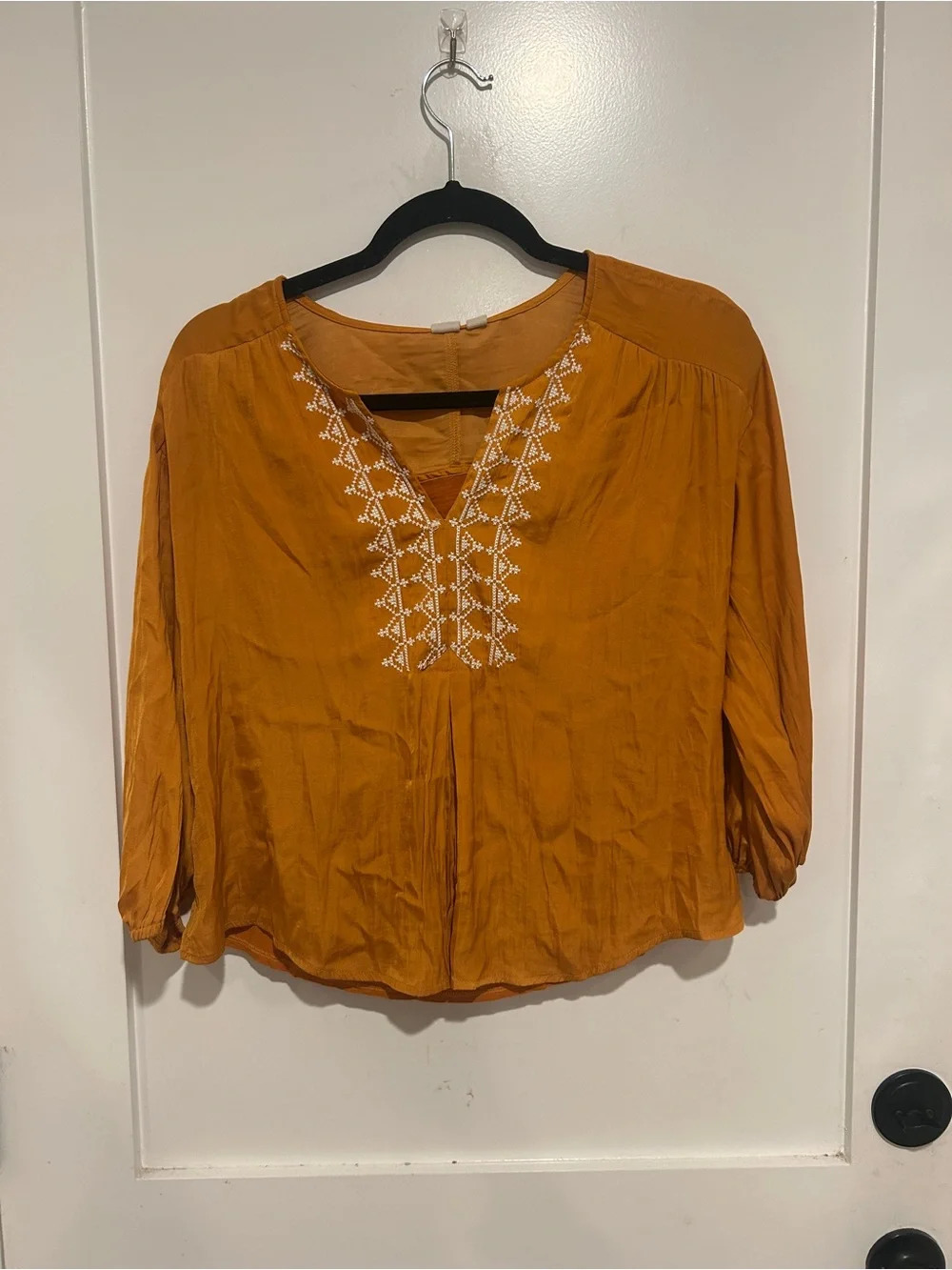 Anthropologie DOLAN LEFT COAST Alvia Peasant Top SIZE XS Color Gold - Picture 2 of 6